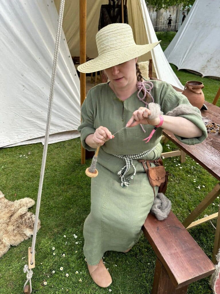 Hand spinning in costume